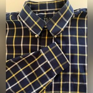 Jos A Banks 100% cotton long sleeve XL Mens plaid shirt